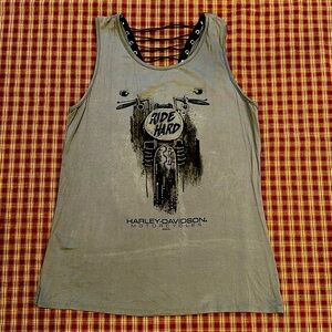 Woman’s Harley Davidson Motorcycle Green Rhinestone Top